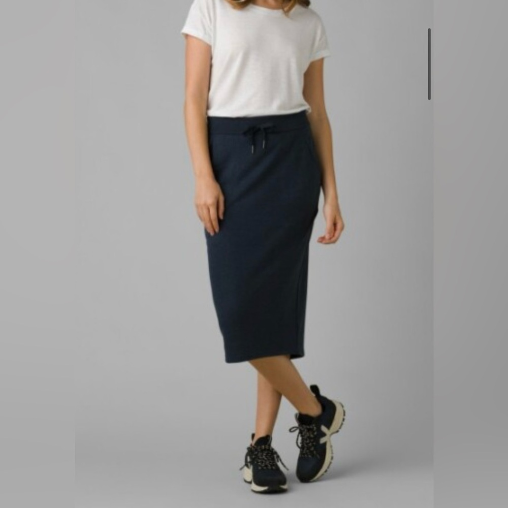 Prana Cozy Up Midi Skirt in Nautical Heather Blue sz M